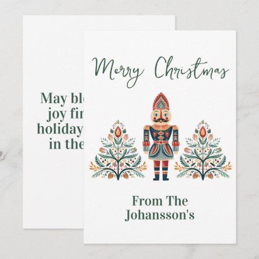 Scandinavische Notenkraker Aangepaste Naam Kerstmi Feestdagenkaart (Voorkant / Achterkant)