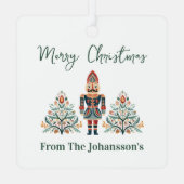 Scandinavische Notenkraker Aangepaste Naam Kerstmi Metalen Ornament (Achterkant)