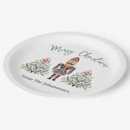 Scandinavische Notenkraker Aangepaste Naam Kerstmi Papieren Bordje (Gekanteld)