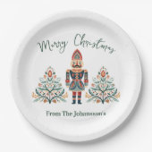 Scandinavische Notenkraker Aangepaste Naam Kerstmi Papieren Bordje (Voorkant)