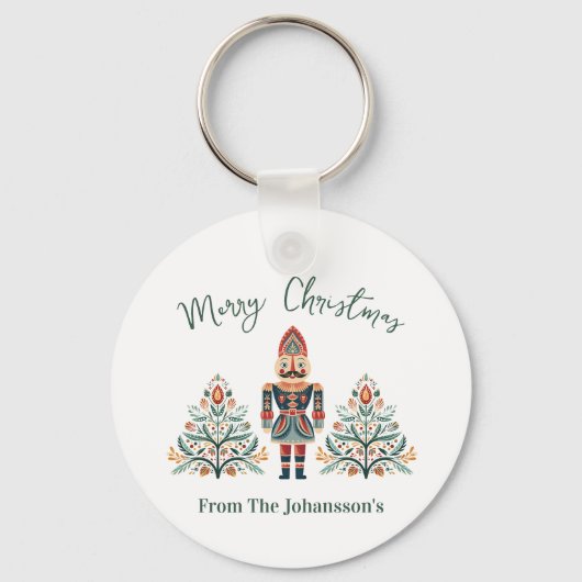 Scandinavische Notenkraker Aangepaste Naam Kerstmi Sleutelhanger (Voorkant)