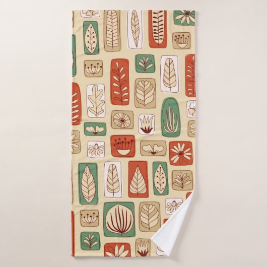 Scandinavische ontwerptegels met abstracte bladere badhanddoek (Badhanddoek)