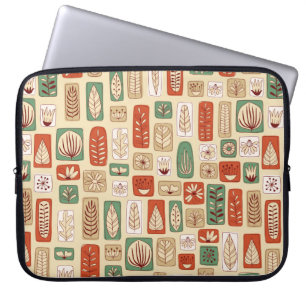 Scandinavische ontwerptegels met abstracte bladere laptop sleeve