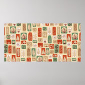 Scandinavische ontwerptegels met abstracte bladere poster (Voorkant)