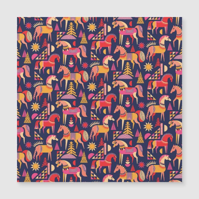 Scandinavische paarden: decoratief naadloos ontwer (Voorkant)