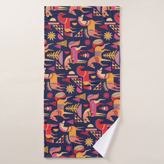 Scandinavische paarden: decoratief naadloos ontwer badhanddoek (Badhanddoek)