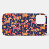 Scandinavische paarden: decoratief naadloos ontwer Case-Mate iPhone case (Achterkant (horizontaal))