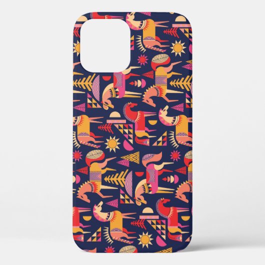 Scandinavische paarden: decoratief naadloos ontwer Case-Mate iPhone case (Achterkant)