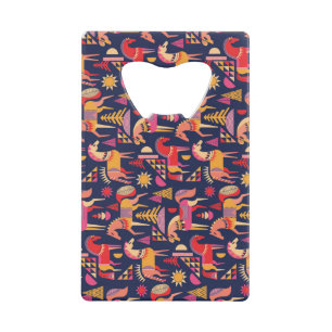 Scandinavische paarden: decoratief naadloos ontwer creditkaart flessenopener