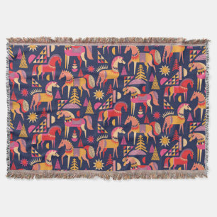 Scandinavische paarden: decoratief naadloos ontwer deken