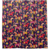 Scandinavische paarden: decoratief naadloos ontwer douchegordijn (Voorkant)