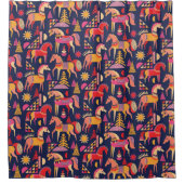 Scandinavische paarden: decoratief naadloos ontwer douchegordijn (Voorkant)