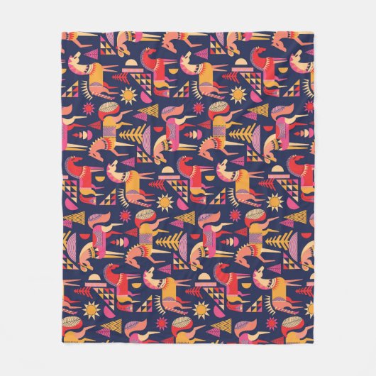 Scandinavische paarden: decoratief naadloos ontwer fleece deken (Voorkant)