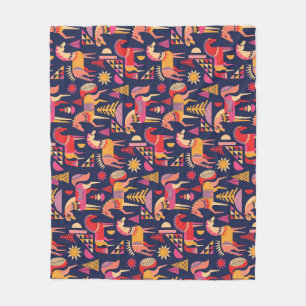 Scandinavische paarden: decoratief naadloos ontwer fleece deken