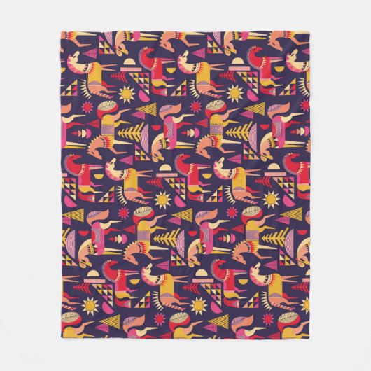 Scandinavische paarden: decoratief naadloos ontwer fleece deken (Voorkant)