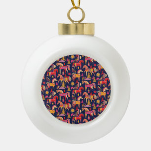 Scandinavische paarden: decoratief naadloos ontwer keramische bal ornament