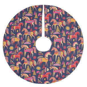 Scandinavische paarden: decoratief naadloos ontwer kerstboom rok