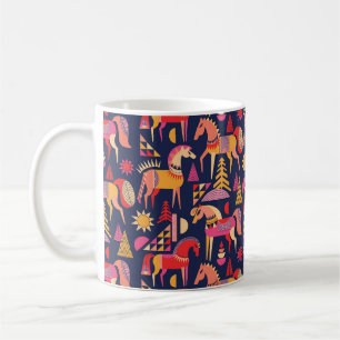 Scandinavische paarden: decoratief naadloos ontwer koffiemok