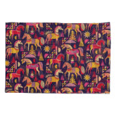 Scandinavische paarden: decoratief naadloos ontwer kussensloop (Achterkant)