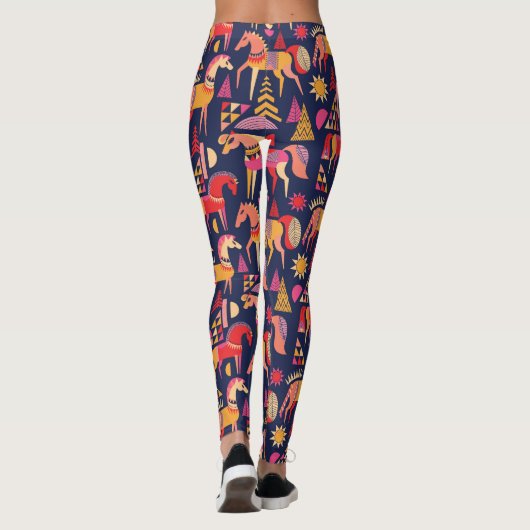 Scandinavische paarden: decoratief naadloos ontwer leggings (Achterkant)