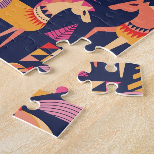 Scandinavische paarden: decoratief naadloos ontwer legpuzzel (Zijkant)