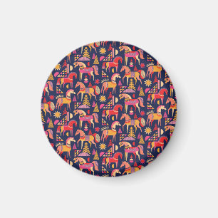 Scandinavische paarden: decoratief naadloos ontwer magneet