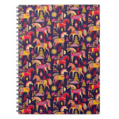 Scandinavische paarden: decoratief naadloos ontwer notitieboek (Voorkant)