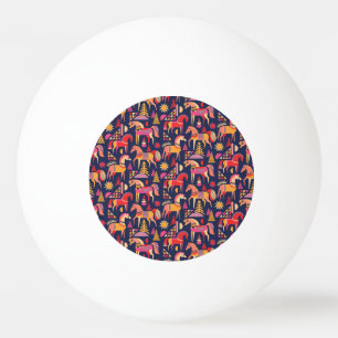 Scandinavische paarden: decoratief naadloos ontwer pingpongbal