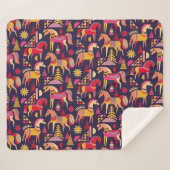 Scandinavische paarden: decoratief naadloos ontwer sherpa deken (Voorkant (horizontaal))