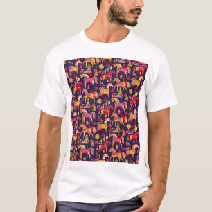 Scandinavische paarden: decoratief naadloos ontwer t-shirt