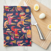 Scandinavische paarden: decoratief naadloos ontwer theedoek (Quarter Fold)