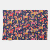 Scandinavische paarden: decoratief naadloos ontwer theedoek (Horizontaal)