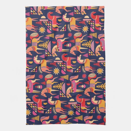 Scandinavische paarden: decoratief naadloos ontwer theedoek (Verticaal)