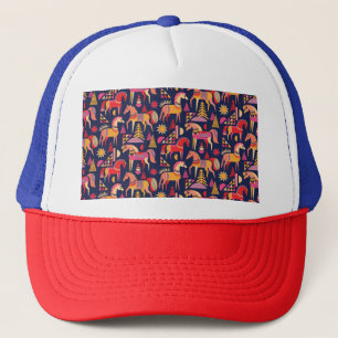 Scandinavische paarden: decoratief naadloos ontwer trucker pet