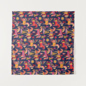 Scandinavische paarden: decoratief naadloos ontwer wandkleed (Voorkant (horizontaal))