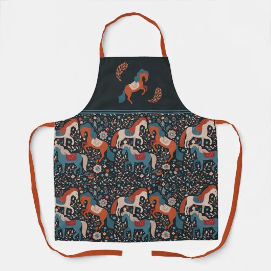 Scandinavische paarden Folk Art Pattern Schort (Voorkant)