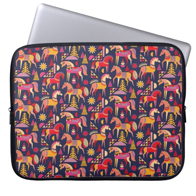 Scandinavische paarden hebben een naadloos ontwerp laptop sleeve (Voorkant)