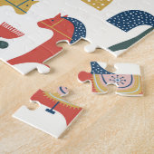 Scandinavische paarden: kleurrijke volkskunst legpuzzel (Zijkant)