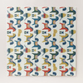 Scandinavische paarden: kleurrijke volkskunst legpuzzel (Horizontaal)