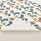 Scandinavische paarden: kleurrijke volkskunst sherpa deken (3/4)