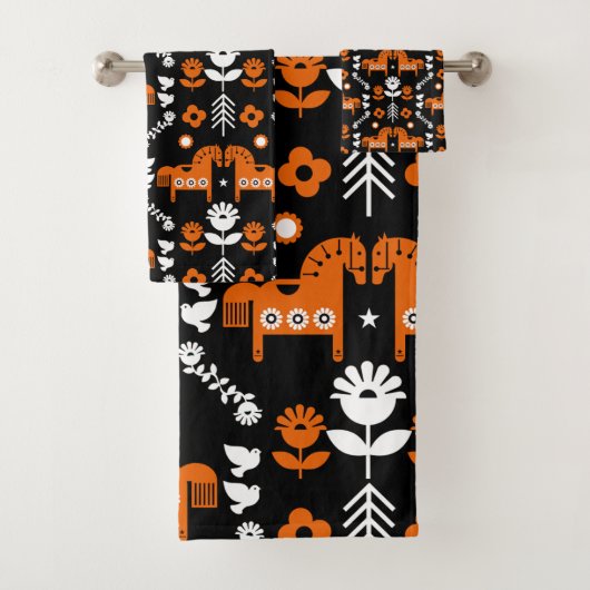 Scandinavische Paardenvolkskunst Bad Handdoek (Insitu)