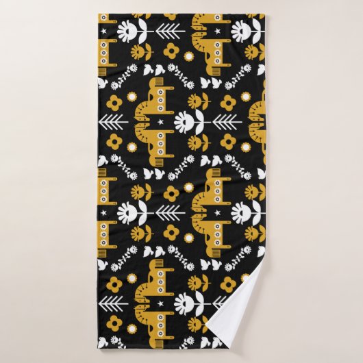 Scandinavische Paardenvolkskunst Badhanddoek (Badhanddoek)