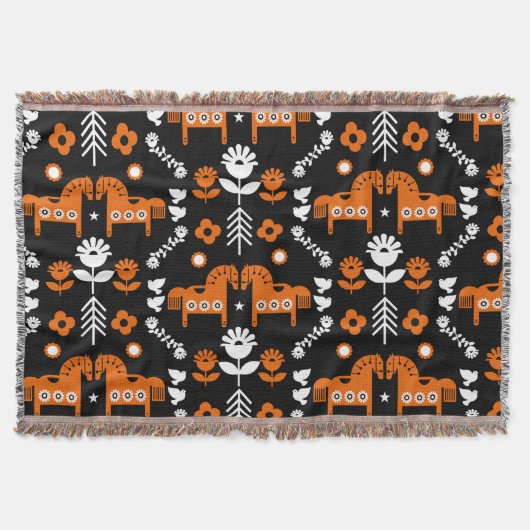 Scandinavische Paardenvolkskunst Deken (Voorkant)