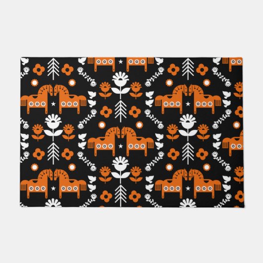 Scandinavische Paardenvolkskunst Deurmat (Voorkant)