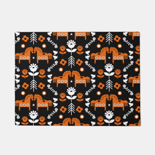 Scandinavische Paardenvolkskunst Deurmat (Voorkant)