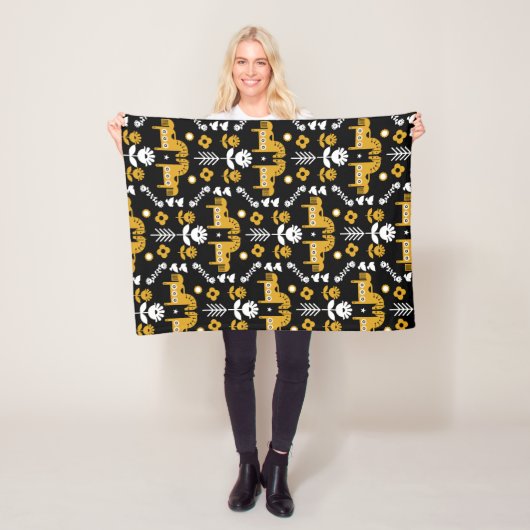 Scandinavische Paardenvolkskunst Fleece Deken (In situ)