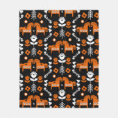 Scandinavische Paardenvolkskunst Fleece Deken (Voorkant)