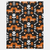 Scandinavische Paardenvolkskunst Fleece Deken (Voorkant)