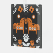 Scandinavische Paardenvolkskunst Glas Ornament (Voorkant links)