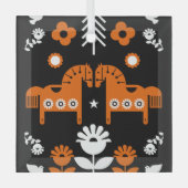 Scandinavische Paardenvolkskunst Glas Ornament (Voorkant)
